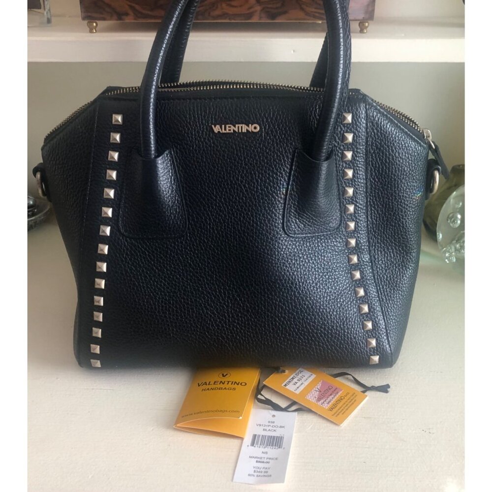 VALENTINO by Mario Valentino Minimi Studded Leather Bag Satchel - Picture 14 of 15